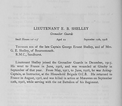 Shelley E B Lt Grenadier Guards Obit