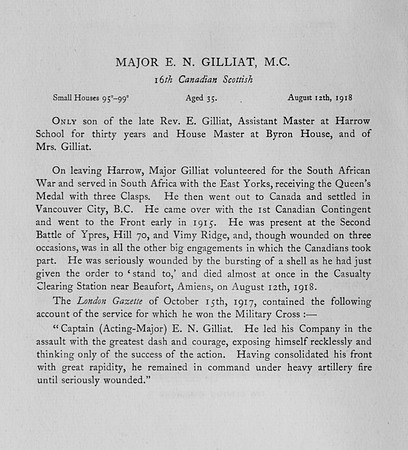 Gilliat E N Major MC 16th Canadian Scottish Obit