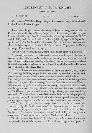 Knight C R W Lt Royal Air Force Obit