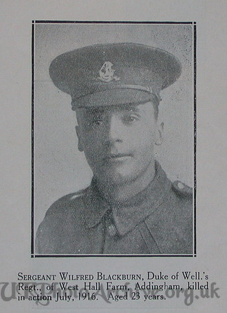 Blackburn W Sergt 10th West Riding Regt Craven Roll Of Honour