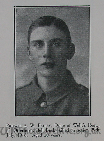 Bailey A W Pte 10th West Riding Regt Craven Roll Of Honour