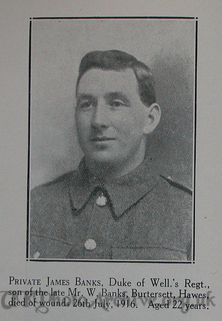 Banks J Pte 5th West Riding Regt Craven Roll Of Honour