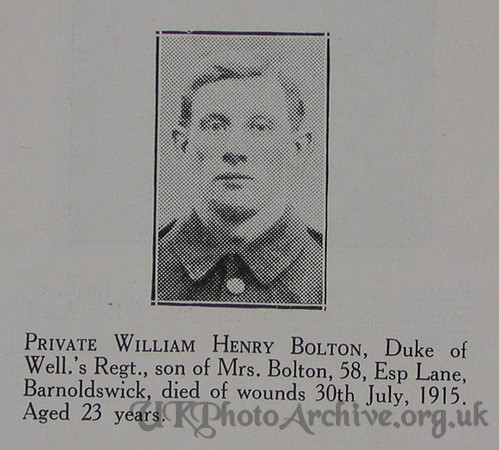 Bolton W H Pte 6th West Riding Regt Craven Roll Of Honour