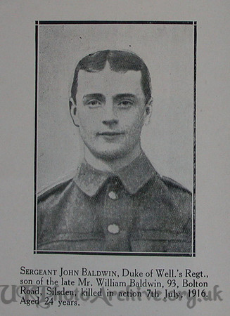Baldwin J Sergt 9th West Riding Regt Craven Roll Of Honour