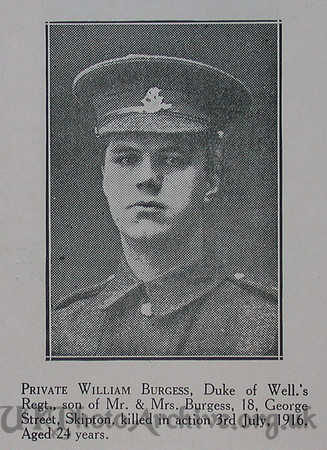 Burgess W Pte 6th West Riding Regt Craven Roll Of Honour
