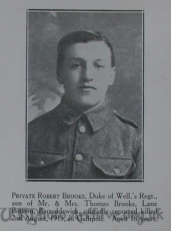 Brooks R Pte 8th West Riding Regt Craven Roll Of Honour
