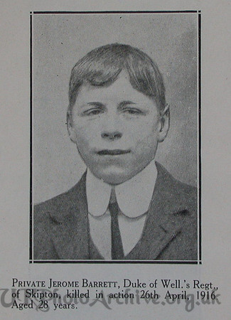 Barrett J Pte 9th West Riding Regt Craven Roll Of Honour