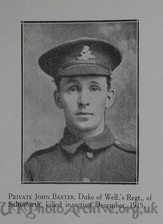 Baxter J Pte 6th West Riding Regt Craven Roll Of Honour