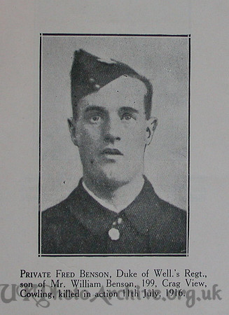 Benson F Pte 10th West Riding Regt Craven Roll Of Honour