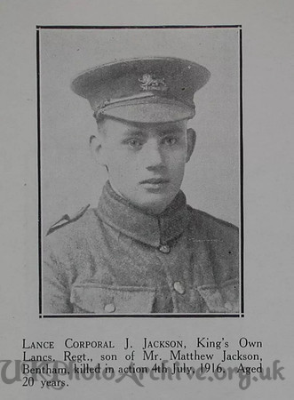 Jackson J Pte 7th Kings Own Craven Roll Of Honour