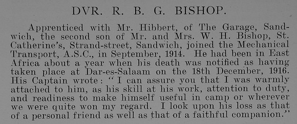 Bishop R B G Dvr M2-148279 Army Service Corps
