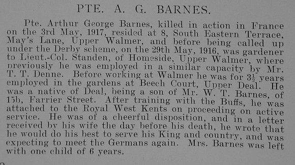 Barnes A G Pte G-18914 Royal West Kent Regiment