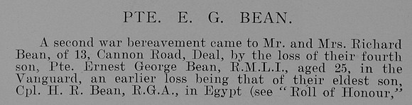 Bean E G Pte CH-16631 HMS Vanguard Royal Marine Light Infantry Part 1