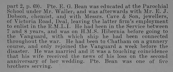 Bean E G Pte CH-16631 HMS Vanguard Royal Marine Light Infantry Part 2