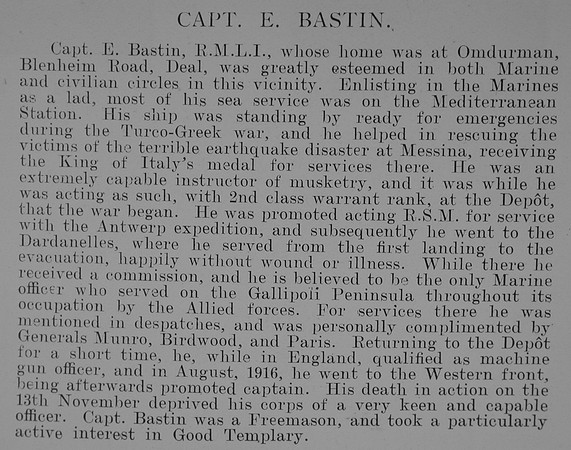 Bastin E Captain Royal Marine Light Infantry