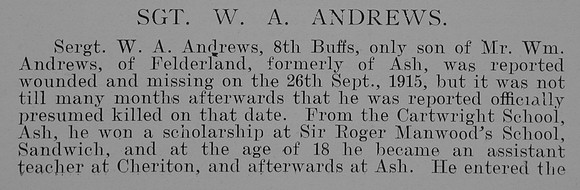 Andrews W A Sergt S-718 The Buffs (East Kent Regiment) Part 1