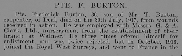 Burton F Pte G-37418 11th The Queen's (Royal West Surrey Regiment) Part 1