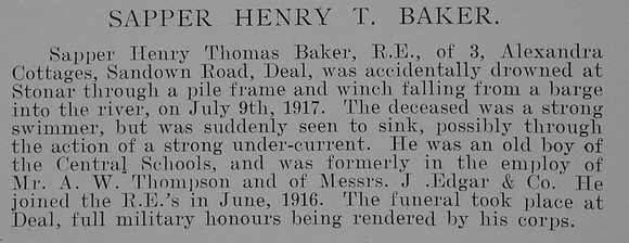 Baker H T Sapper 178460 Inland Waterways and Docks Royal Engineers