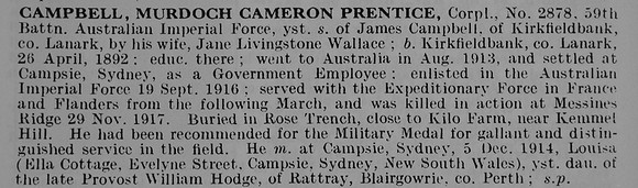 Campbell M C P Cpl 2878 59th Australian Imperial Force