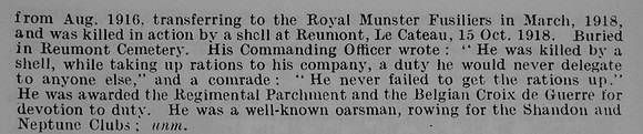 Campbell C  Coy Qtr Mst Sergt 18390 2nd Royal Munster Fusiliers Obit Part 2