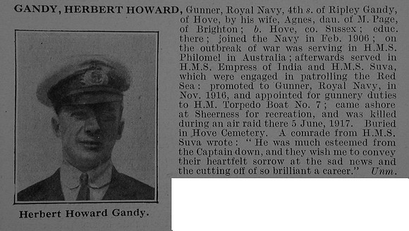 Gandy H H Gnr H.M. Torpedo Boat No 7 Royal Navy Obit De Ruvignys Roll Of Honour Vol 5