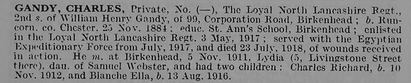 Gandy C Pte Loyal North Lancs Regiment