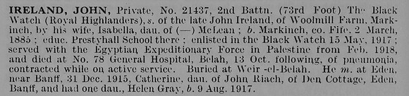 Ireland J Pte 21437 2nd Black Watch