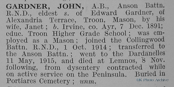 Gardner J AB Anson Btn RND Obit De Ruvignys Roll Of Honour Vol 2