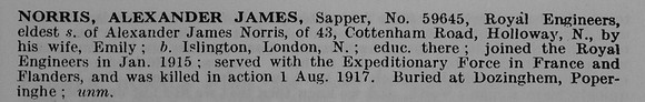 Norris A J Sapper Royal Engineers