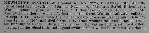 Newhouse M Bmdr 19225 Royal Field Artillery