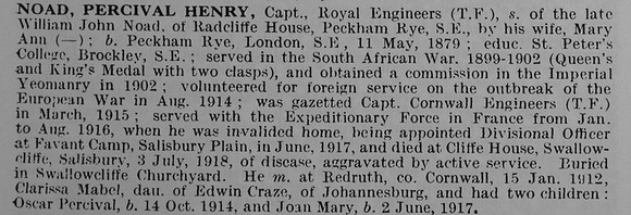 Noad P H Captain Royal Engineers