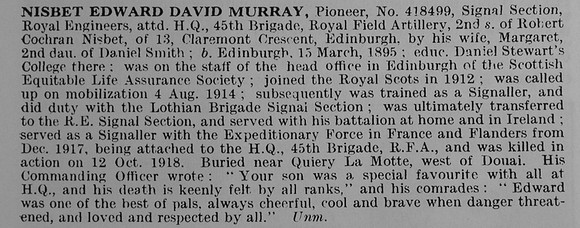 Nisbet E D M Pnr Royal Engineers
