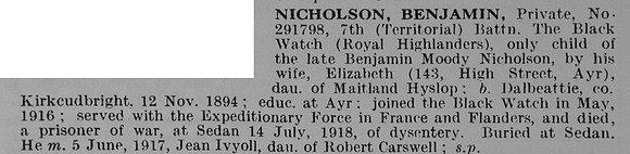 Nicholson B Pte 291798 7th Black Watch