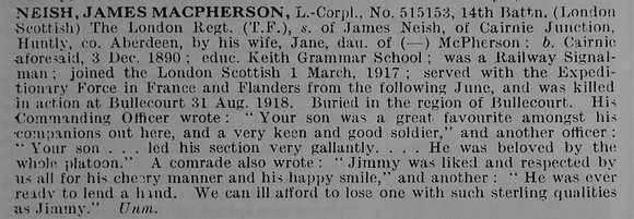 Neish J M LCpl 14th London Regiment