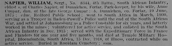 Napier W Sergt 8344 South African Infantry