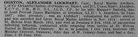 Ogston A L Captain Royal Marine Artillery