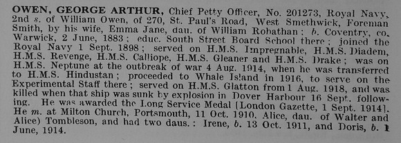 Owen G A Chief Petty Officer 201273 HMS Glatton Royal Navy