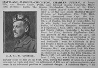 Maitland-Makgill-Crichton C J Major 10th Gordon Highlanders Obit