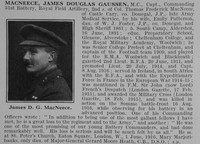 MacNeece J D G Captain MC RFA Obit De Ruvignys Roll Of Honour Vol 2