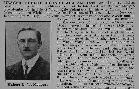 Meager H R W Lt 3rd Australian Imperial Force Obit Part 1