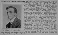 Maxwell W M Pte 1265 5th Australain Imperial Force Obit