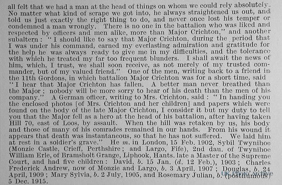 Maitland-Makgill-Crichton C J Major 10th Gordon Highlanders Obit Part 2