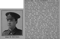 McClure A R LCpl 2618 20th London Regiment Obit Part 1 De Ruvgnys Roll Of Honour Vol 2