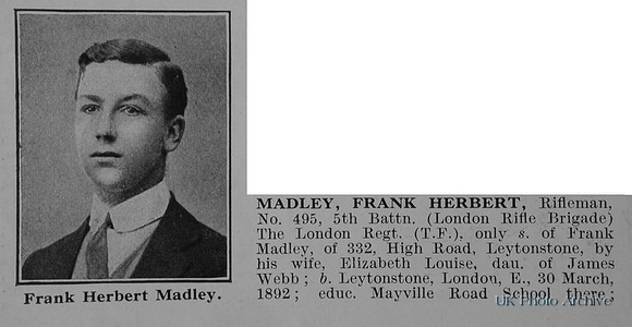 Madley F H Rfn 5th London Regt Obit Part 1 De Ruvignys Roll Of Honour Vol 2