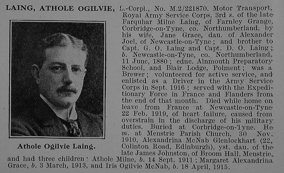 Laing A O L/Cpl M2/221870 Army Service Corps Obit De Ruvignys Roll Of Honour Vol 5