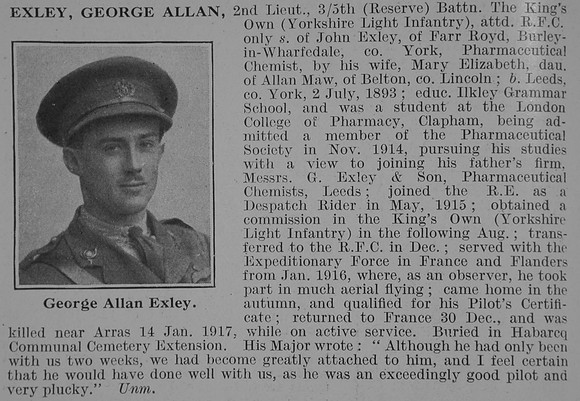 Exley G A 2nd Lt Royal Flying Corps Obit De Ruvignys Roll Of Honour Vol 3