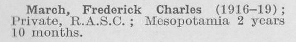 March F C Pte Army Service Corps (LCC Chief Engineers Department Central Office)