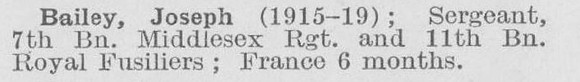 Bailey J Sergt 11th Royal Fusiliers