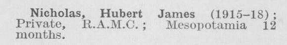 Nicholas H J Pte (LCC Temporary Staff) Royal Army Medical Corps
