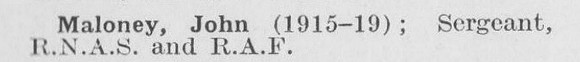 Maloney J Sergt Royal Naval Air Service LCC Staff Sewerage And Drainage